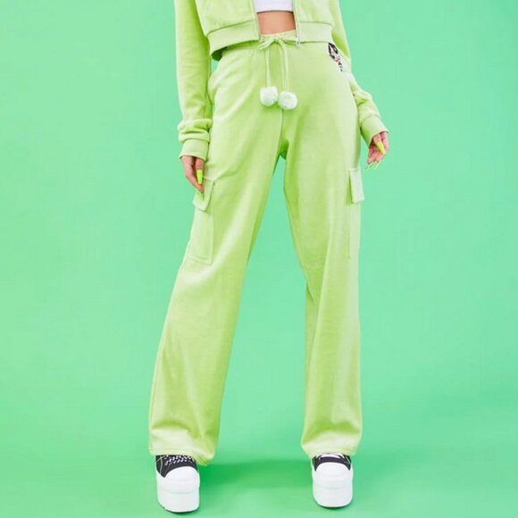 Dolls Kill X The Power Puff Girls -Ur Twisted Sister Velour Cargo Pants - Size S - Picture 3 of 4